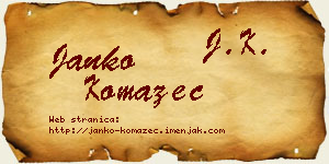 Janko Komazec vizit kartica
